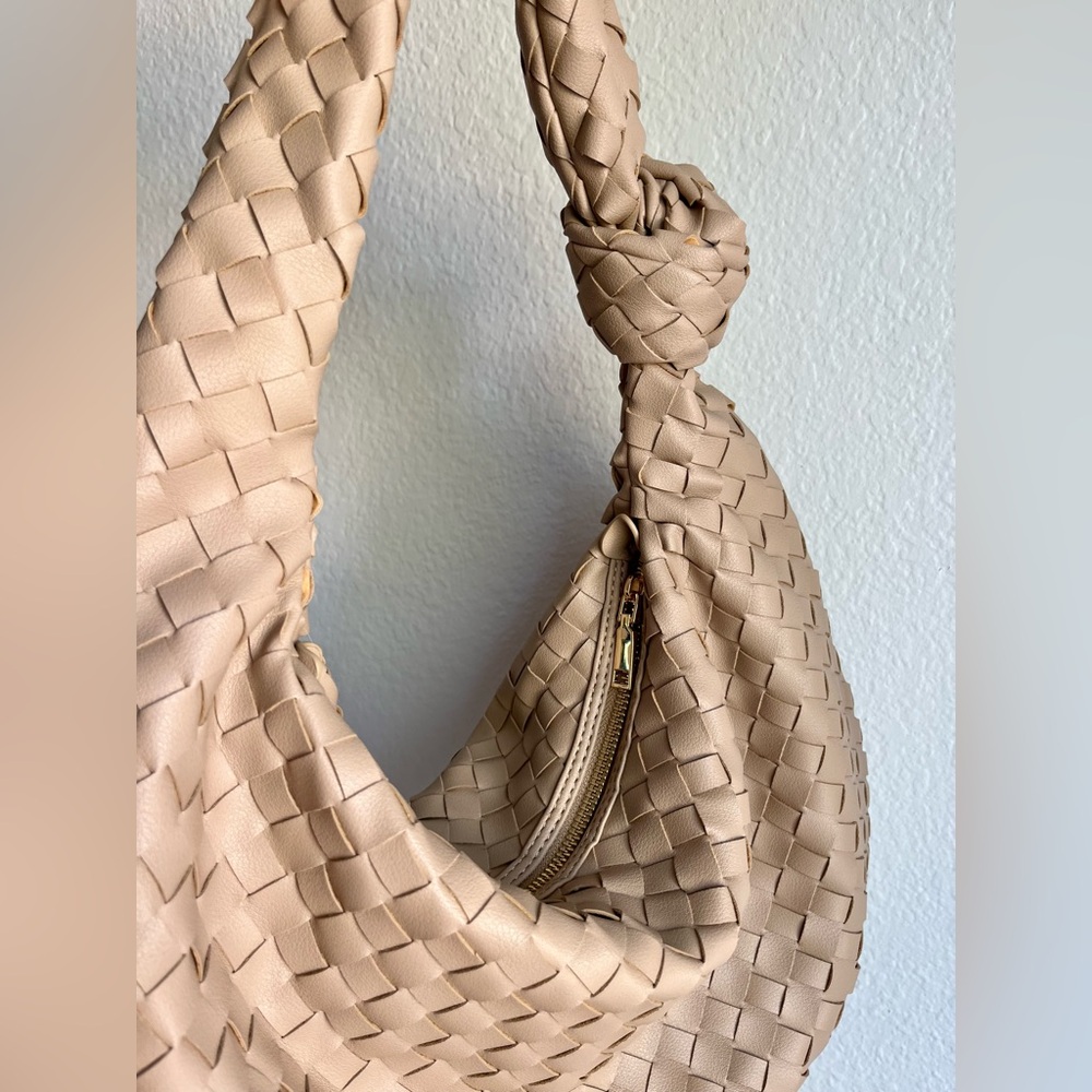 Tan Woven Faux Leather Shoulder Bag - Picture 3 of 3